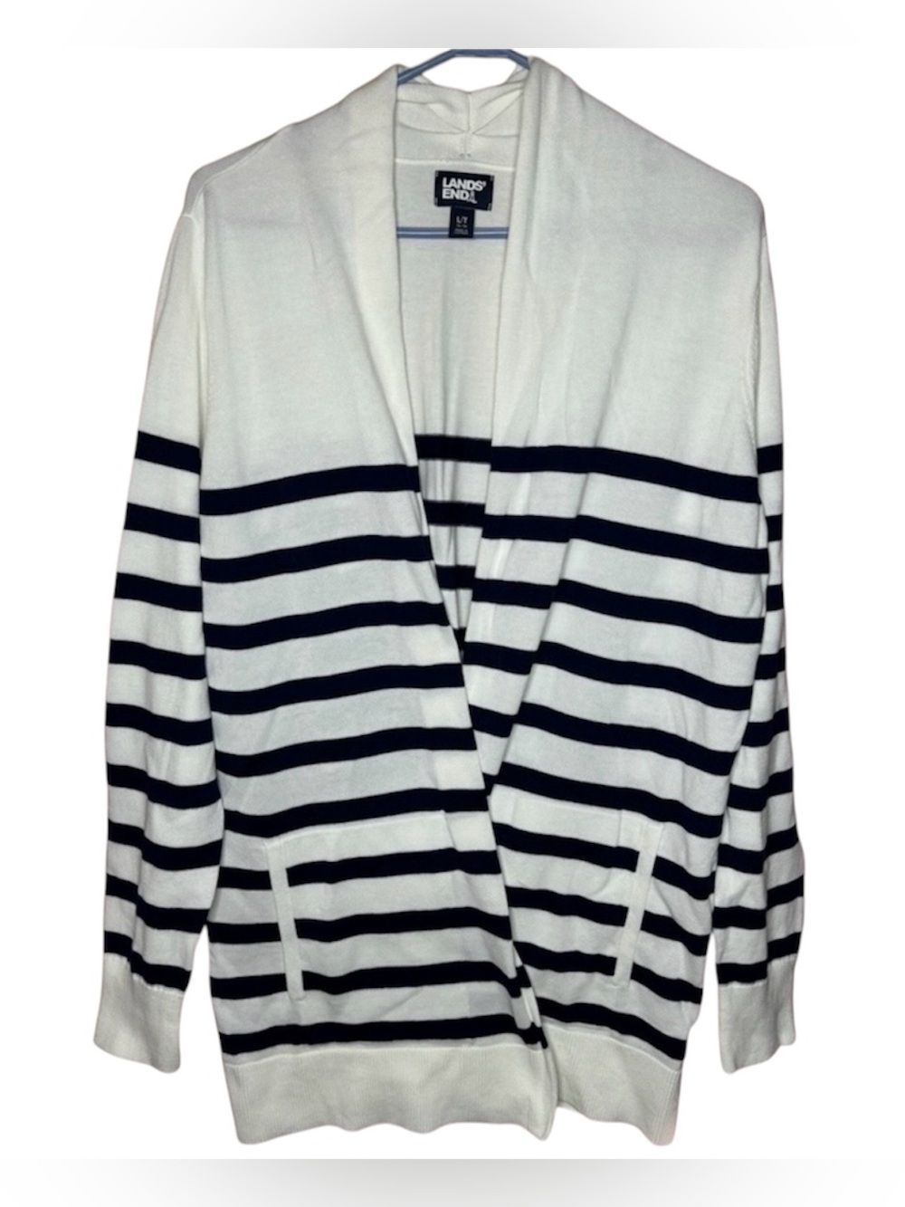 Lands’ End Long Striped Cardigan